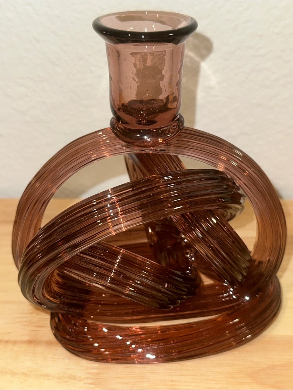 Anthropologie Kelly Twist Glass Candlestick Holder Sculptural Art Glass - Picture 4 of 9